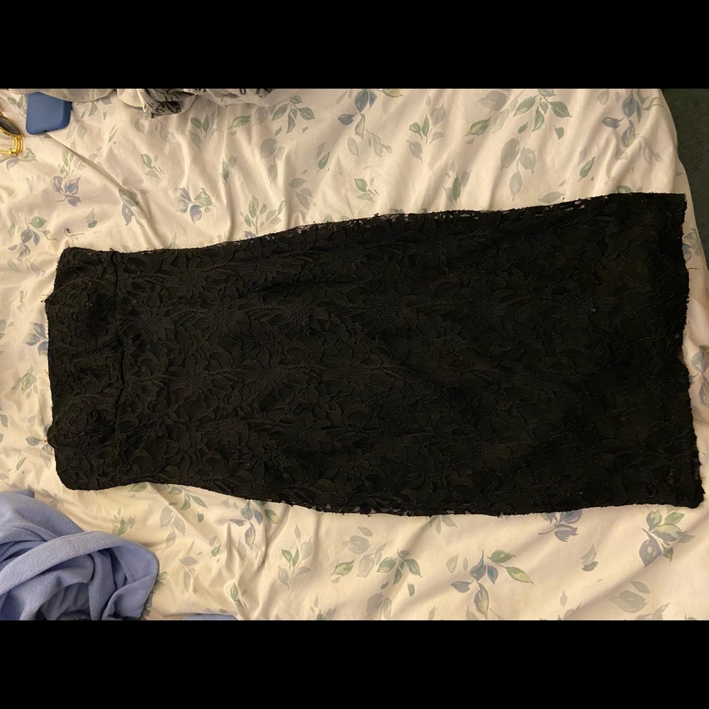 Strapless black mini dress